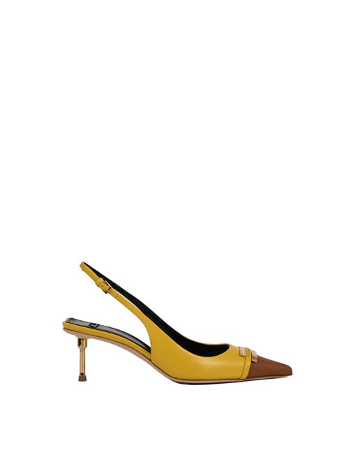 Slingback bicolore in pelle Sun/Cuoio Elisabetta Franchi | SA57L61E2FC1